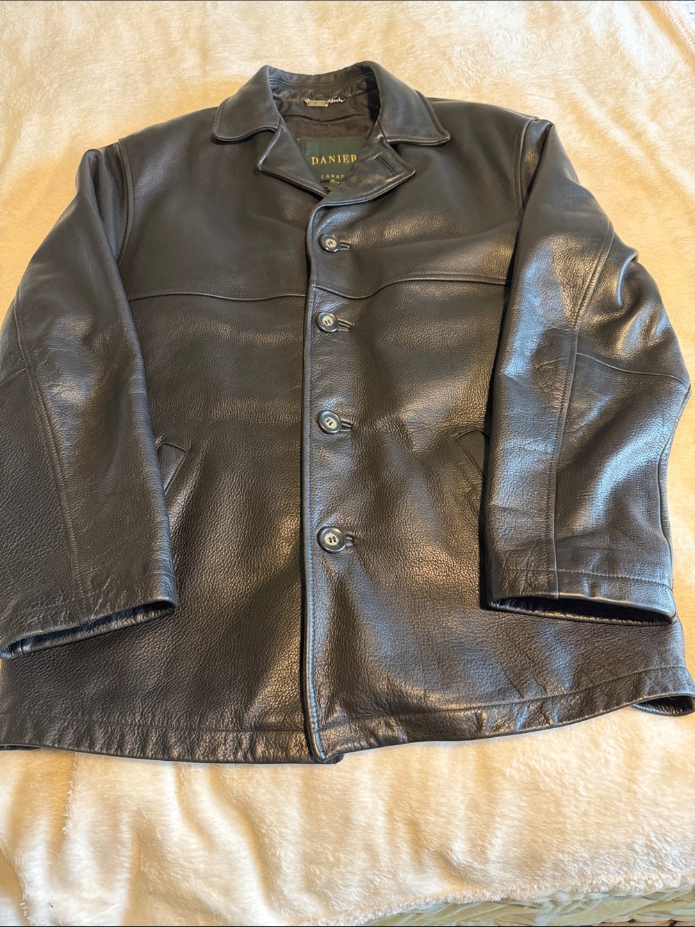 Danier Canada Black Genuine Leather Coat w/ Removable Thinsulate Liner | S